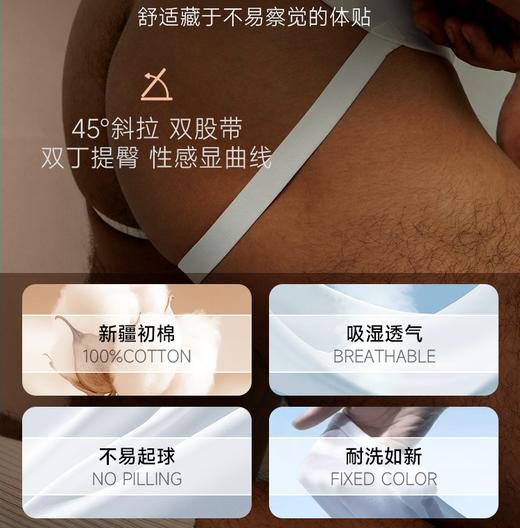 新品荷尔先生裸感男士平角内裤性感双丁内裤 商品图4