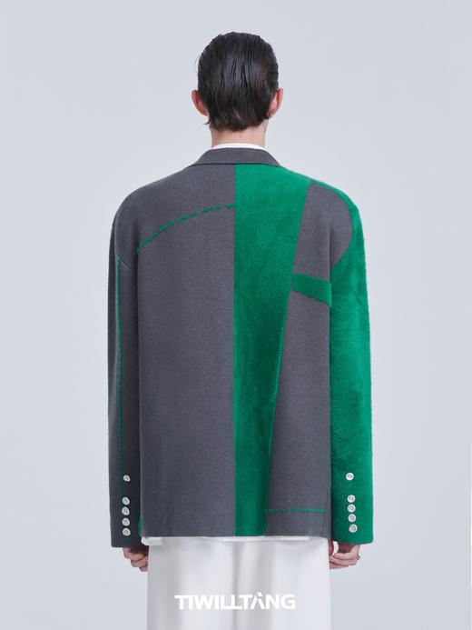 TIWILLTANG启世录"星罗"黑白拼接层次针织西装休闲开衫外套男薄款 商品图2