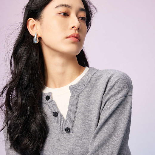 NPC潮牌撞色假二件亨利领针织毛衣男简约潮流秋季上新NP58SW01 商品图2