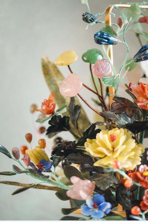 【已售】独角鹿西洋古董中国出品花篮造型飞鹤与宝相花纹景泰蓝盆装饰「玉堂富贵」珍宝像生盆景 商品图2