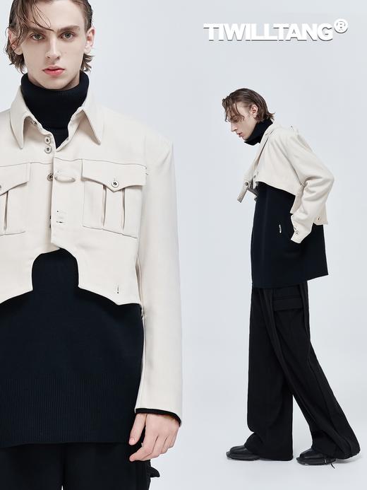 TIWILLTANG启世录“玺樾”原创设计黑白重工中山装秋季长袖男夹克 商品图0