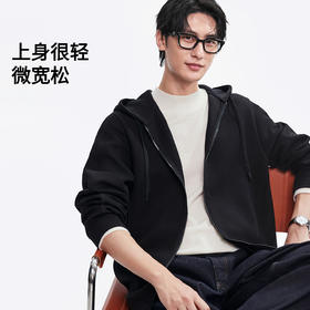 棉仓366808005-五明治空气层连帽拉链开衫卫衣男 秋季微宽松帽衫夹克外套