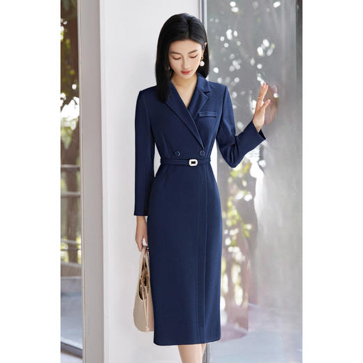 剩S 米思阳2026春季知性通勤风修身连衣裙商务OL修身显瘦中长款西装裙女4311 商品图1