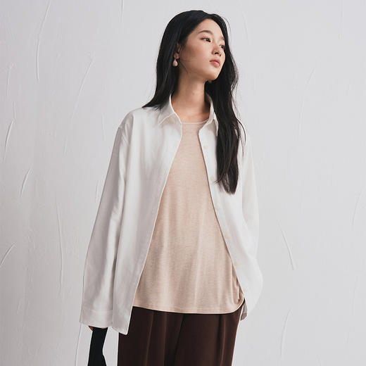 优选丨欧可纪OUKEJI 静奢通勤风纯棉磨毛宽松极简长袖衬衫 商品图1