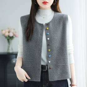 CC 26-9127马甲时髦洋气无袖针织外套宽松马夹背心开衫