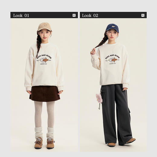 笛莎Deesha青少年女童卫衣2025冬季女童加绒小狗主题图案卫衣 商品图2