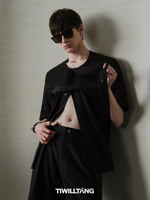 TIWILLTANG启世录“神域交错”绑带短袖衬衫百搭设计感衬衣男 商品图3