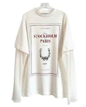 中性款网纱拼接假两件长袖T恤001