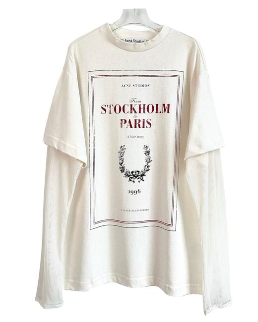 中性款网纱拼接假两件长袖T恤001 商品图0