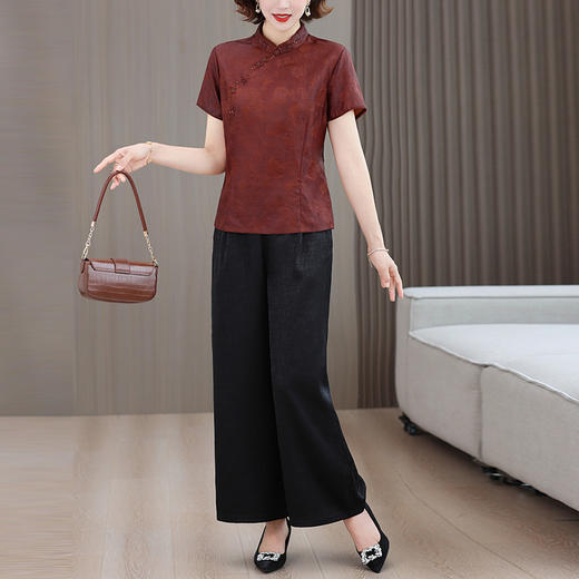 A34803保证舒适气质中年女新款夏季国风显瘦时尚提花香云纱两件套装 商品图0