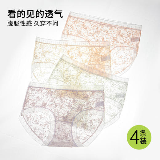 雅黛俪性感蕾丝女士三角裤含桑蚕丝底档柔软透气舒适裤头 商品图1