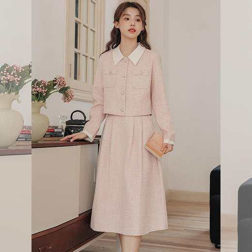 西遇小香风半身裙套装女秋季新款法式短款衬衣外套两件套SS051441 商品图4