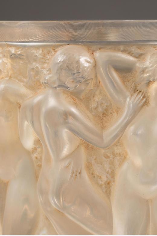 独角鹿西洋古董1927年法国顶级水晶工坊莱俪LALIQUE设计出品「Bacchantes 酒神祭司」主题欧泊水晶花瓶 商品图5