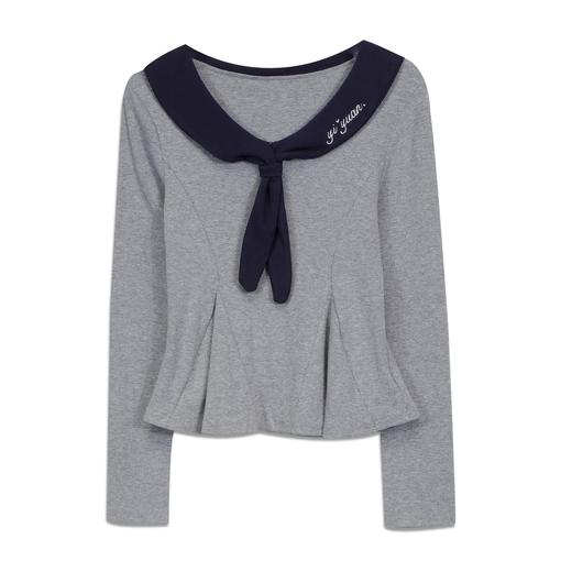 学院风海军领收腰长袖T纪念日百货门店同款164543087 商品图4