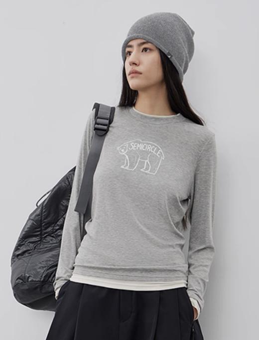 半圆/Q51071187/圆领印花长袖修身t恤 商品图0