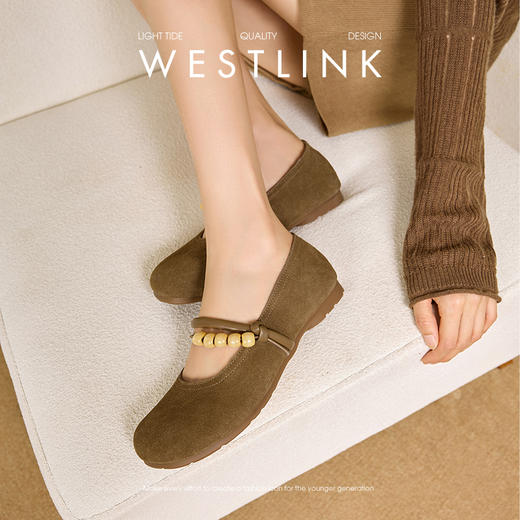 【限时秒杀】西遇玛丽珍勃肯鞋女新款秋季小众复古圆头平底鞋软底浅口单鞋V1857081 商品图1