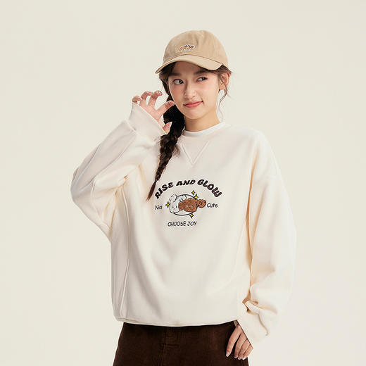 笛莎Deesha青少年女童卫衣2025冬季女童加绒小狗主题图案卫衣 商品图0