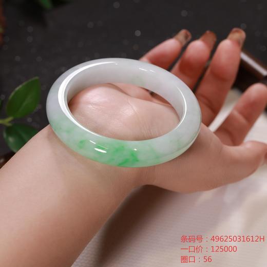 高货青绿色翡翠手镯 传家宝温润圆满中式翡翠手镯49625031612H（一口价） 商品图0