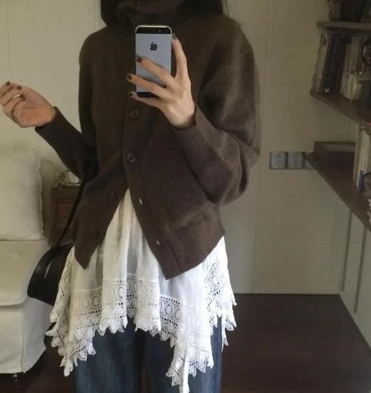 重磅渠道   和纸纱开衫  美拉德配色  万能百搭针织开衫  韩系率性老钱文艺风 商品图1