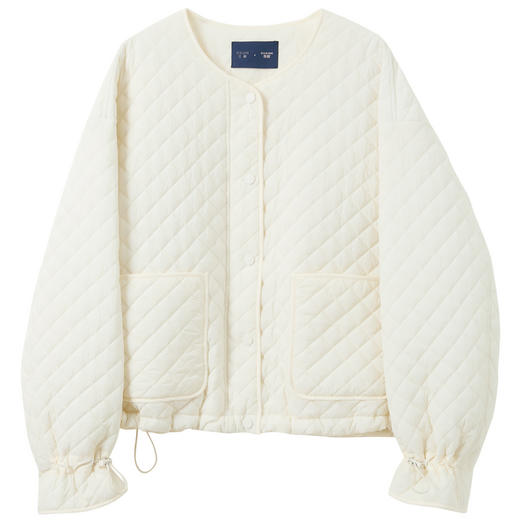 三彩独醒2025冬季新款绗缝棉衣圆领宽松落肩袖棉服休闲F 商品图4