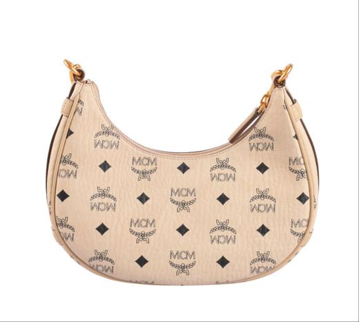 【超惠秒】MCM 女士 百搭经典米色小号真皮腋下包/单肩包12446 商品图4