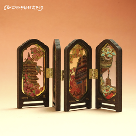 应县木塔四时景屏风冰箱贴摆件木制古风装饰山西文创礼物纪念品