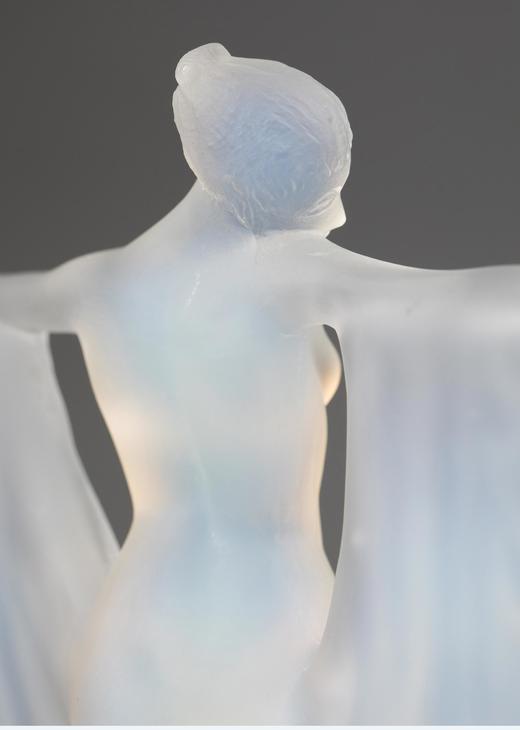 独角鹿西洋古董1925年法国顶级水晶工坊莱俪LALIQUE设计出品「SUZANNE 苏珊娜」主题欧泊水晶雕塑摆件 商品图5