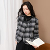 三彩2025冬季新款格纹毛呢外套复古轻奢双排扣短款宽松大衣S 商品缩略图3