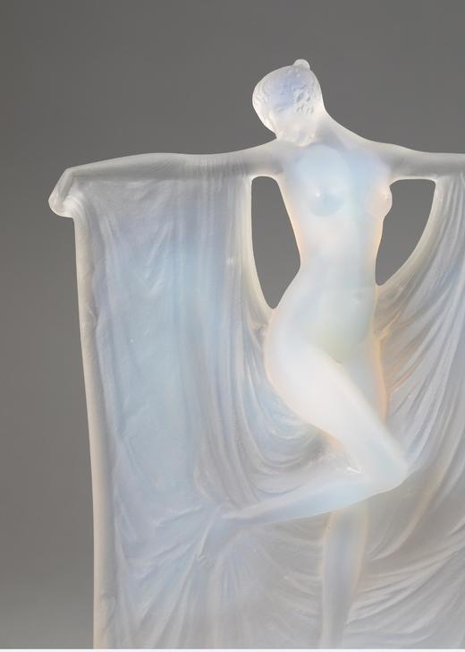 独角鹿西洋古董1925年法国顶级水晶工坊莱俪LALIQUE设计出品「SUZANNE 苏珊娜」主题欧泊水晶雕塑摆件 商品图3