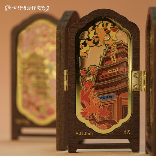 应县木塔四时景屏风冰箱贴摆件木制古风装饰山西文创礼物纪念品 商品图3