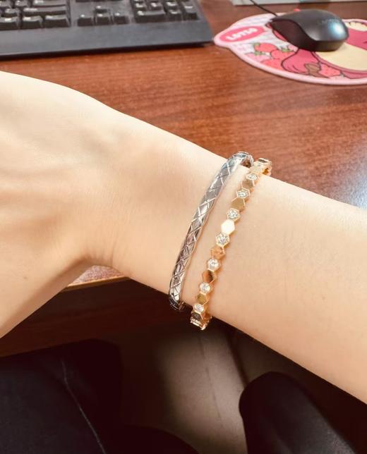 TB28-CHANEL香奈儿 菱格纹图案 无钻 手镯 女款 银色 (XJ) 商品图0