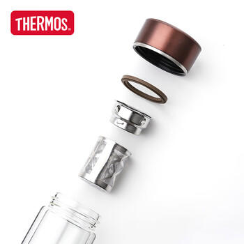 膳魔师（THERMOS）双层玻璃杯400ml高硼硅水杯子茶水分离茶杯带茶漏TCGD-400-D-BW 商品图1