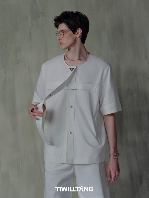 TIWILLTANG启世录“神域交错”绑带短袖衬衫百搭设计感衬衣男 商品图2