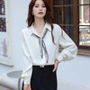 「自」全新升级【铂金会员146/天猫199/差价53】(02222)洛诗琳法式复古飘带长袖衬衫2025新款秋季宽松通勤雪纺上衣 商品缩略图3