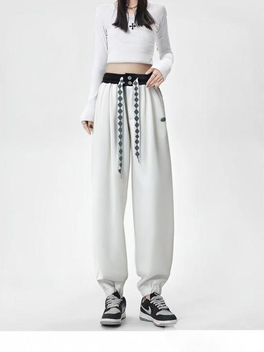 冰点价！仅限11.11！退货勿拍【秋上新】两粒扣菱形格腰带束脚休闲卫裤-喜出 商品图1