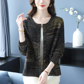 CC 10-6618复古毛衣外套宽松洋气条纹针织开衫