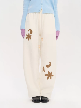 heris/H53123/游牧腰果花贴布绣 串珠抽绳松紧 时髦弯刀阔腿卫裤