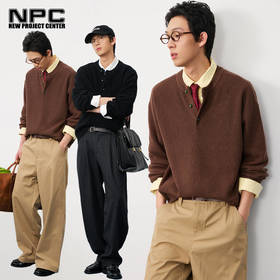 NPC潮牌流光风半开襟套头秋季针织衫毛衣复古百搭毛衣NP57SW57
