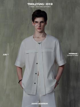 TIWILLTANG启世录“神域交错”绑带短袖衬衫百搭设计感衬衣男