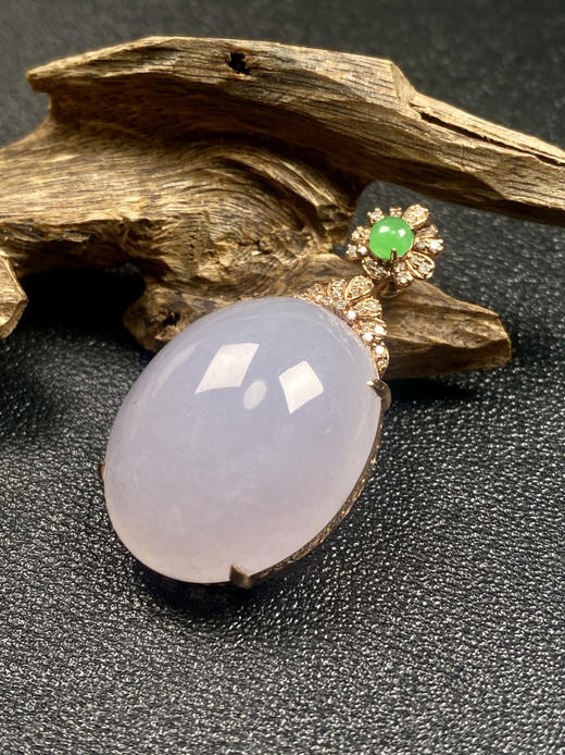 【FC0182】18K金镶嵌翡翠紫罗兰蛋面吊坠 水润光泽  玉质细腻 美观素雅 商品图2