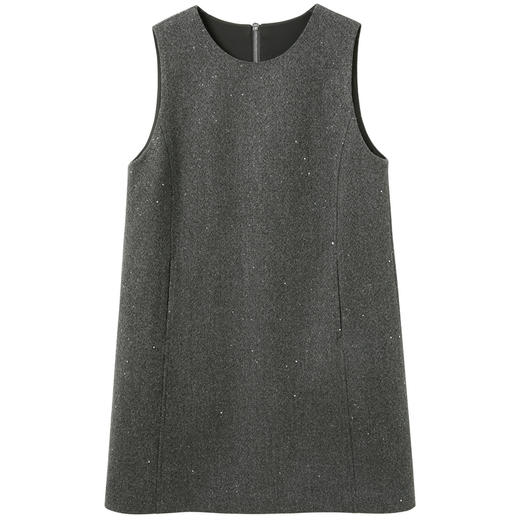 三彩2025冬季新款无袖背心小A裙连衣裙短裙叠穿无袖微闪优雅S 商品图4