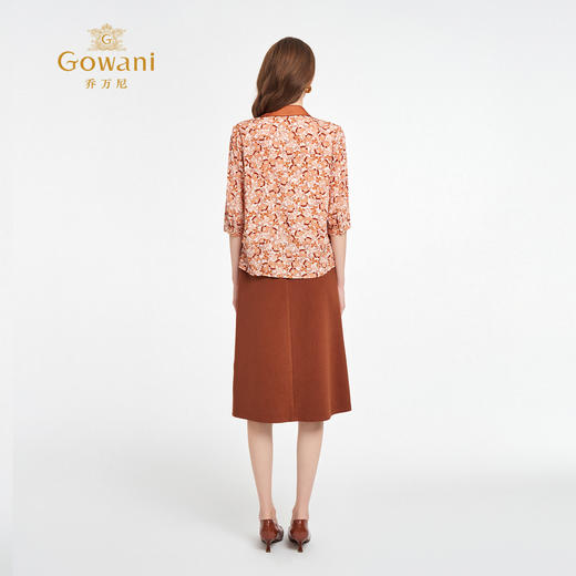 乔万尼新品真丝印花撞色设计时尚感衬衫ED2C499 商品图4