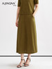 【松弛慵懒】阿菁娜亚麻绵羊毛混纺中长款半身裙F30Q313002 商品缩略图4