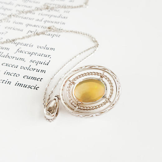 【天然正品】AU750白金豪镶钻镶天然强变彩4.26克拉欧泊（希望、平安）吊坠项链290825NJS09 现售价：6880 商品图5