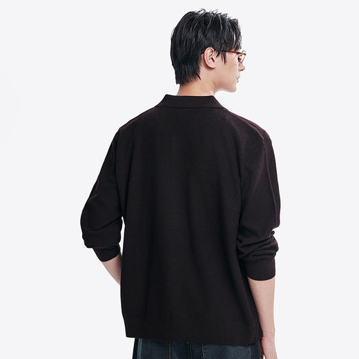 棉仓367826043 -微宽松可机洗羊毛混纺polo领开衫毛衣 商品图2