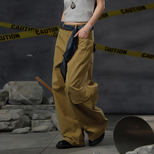 休闲美式拼接口袋布制长裤纪念日百货门店同款164547643 商品图2