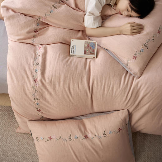 超柔裸感贴身天丝棉麻四件套 天丝+棉+亚麻无印风简约套件 商品图4