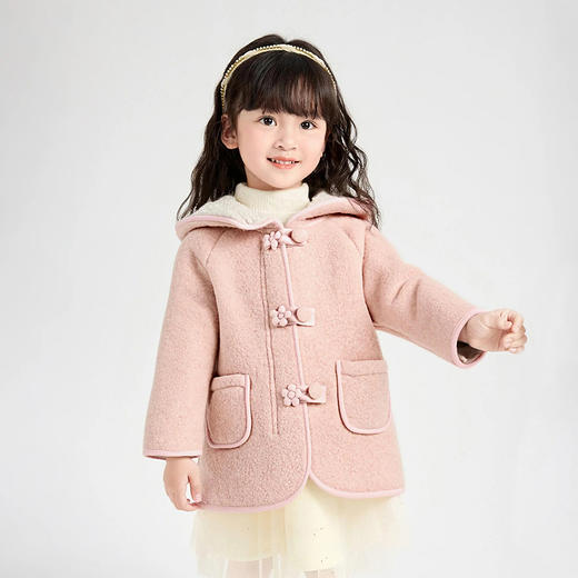 笛莎Deesha 童装女童外套2025冬新款女童优雅立体小花装饰绒外套 商品图1