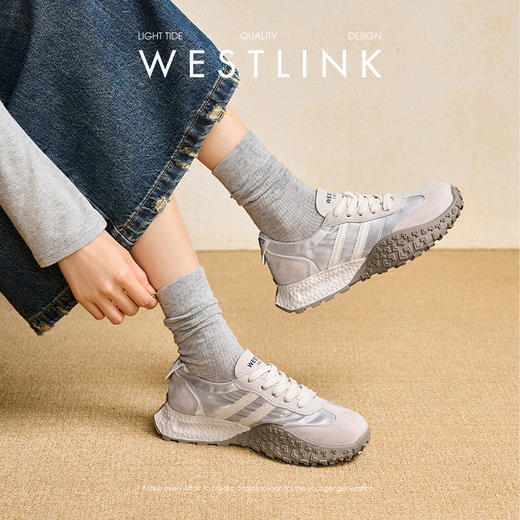 西遇芭蕾德训鞋女新款秋季百搭配裙子厚底小白鞋休闲运动鞋子V1857138 商品图2