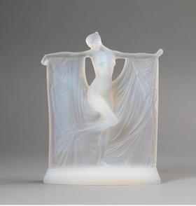 独角鹿西洋古董1925年法国顶级水晶工坊莱俪LALIQUE设计出品「SUZANNE 苏珊娜」主题欧泊水晶雕塑摆件